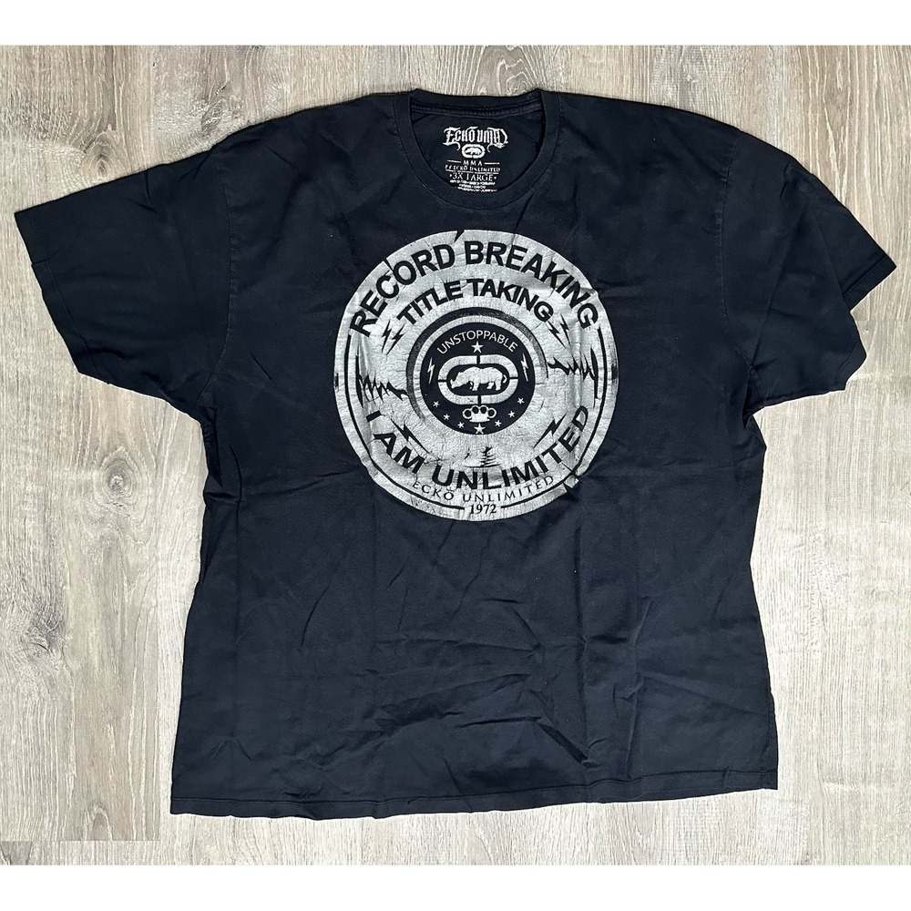 Ecko x MMA T-Shirt Men's 3XL Black Raw Unlimited Skull Rhino Y2K Grunge T-Shirt‎